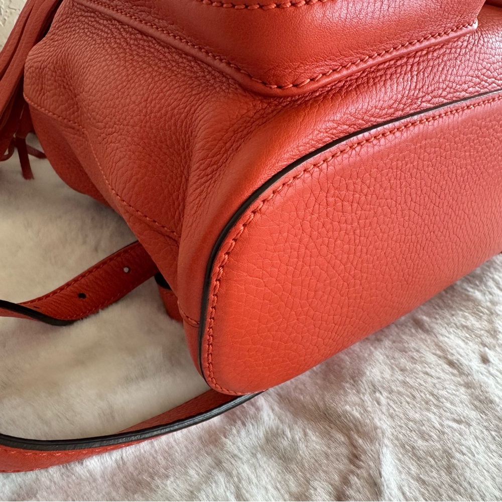 Gucci Vibrant Orange Leather Bamboo Backpack. P0221 - Picture 10 of 17